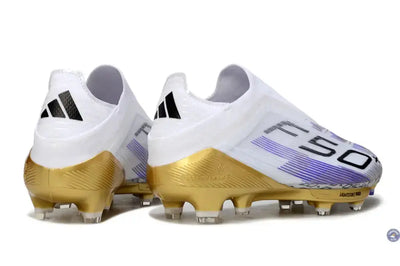 F50+ Elite Laceless FG - Blanc/Violet/Doré