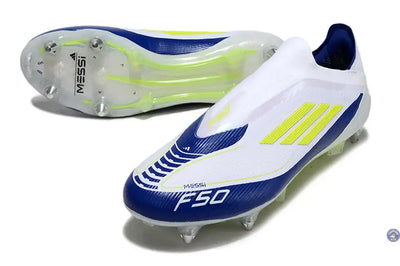 F50 Elite Laceless SG - Blanc/Bleu/Jaune Fluo