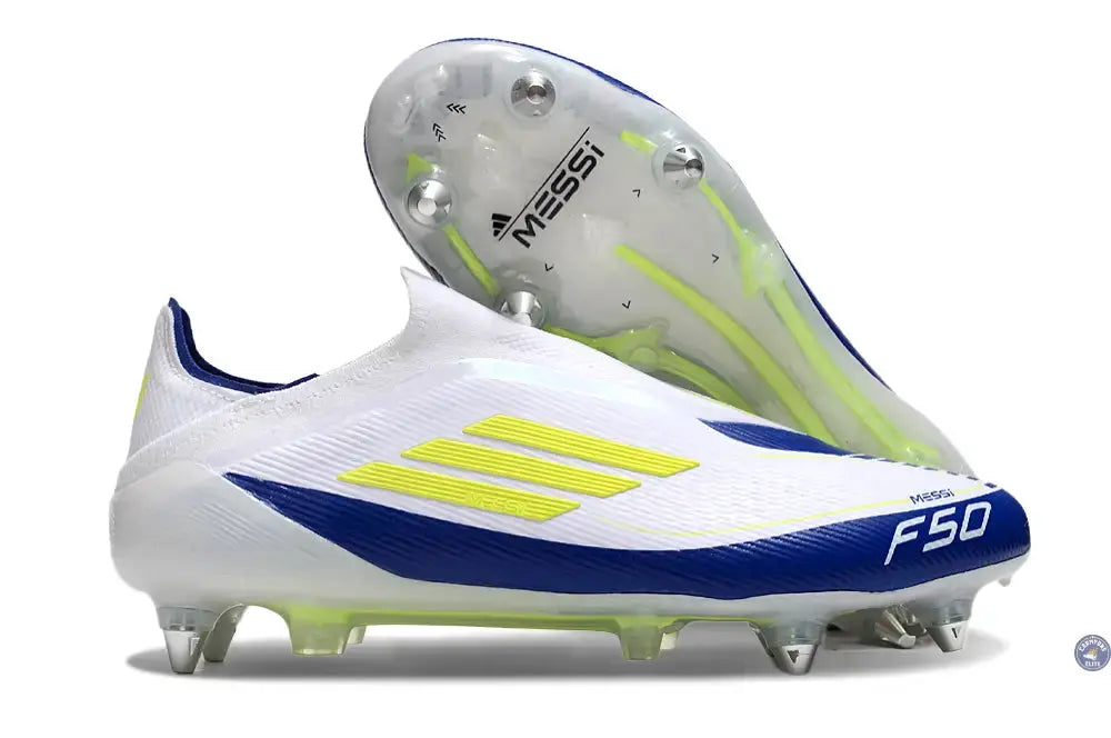 F50 Elite Laceless SG - Blanc/Bleu/Jaune Fluo