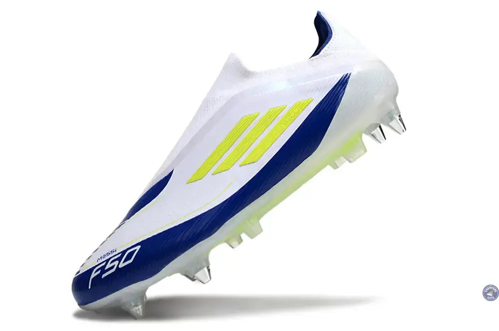F50 Elite Laceless SG - Blanc/Bleu/Jaune Fluo