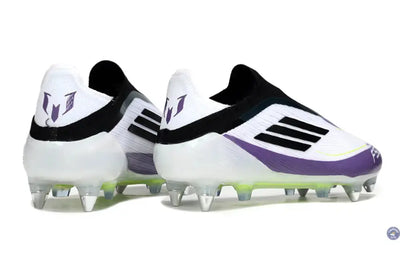 F50 Elite Laceless SG - Blanc/Noir/Violet/Jaune Fluo