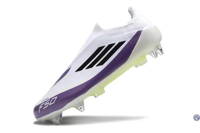 F50 Elite Laceless SG - Blanc/Violet/Noir/Jaune Fluo