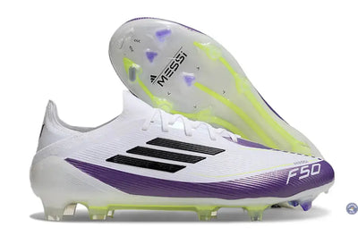F50 Elite Lacets FG - Blanc/Violet/Jaune Fluo/Noir