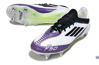 F50 Elite Lacets SG - Blanc/Violet/Jaune Fluo/Noir