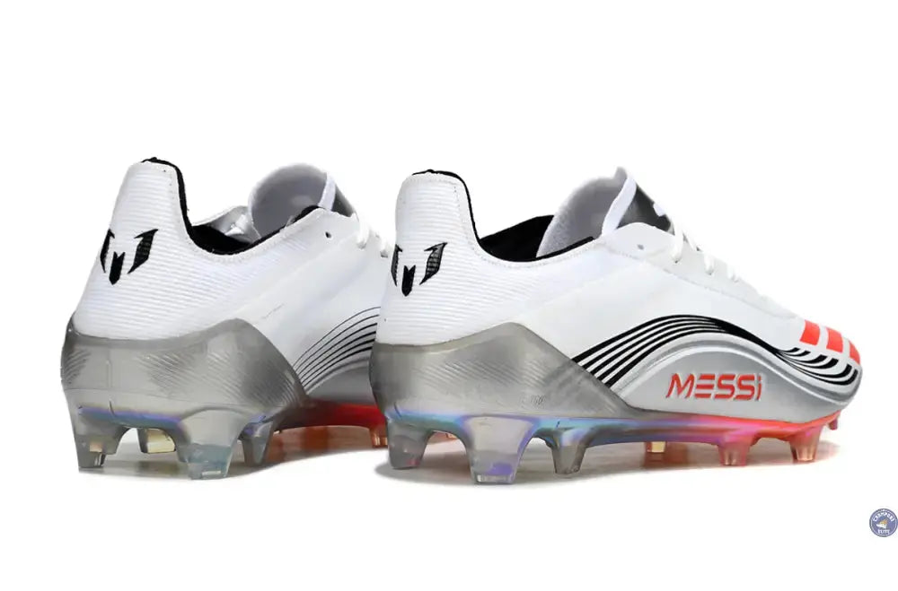 F50 MESSI ELITE Languette FG PRESTIG10 - BLANC/LUCID RED/ARGENTÉ