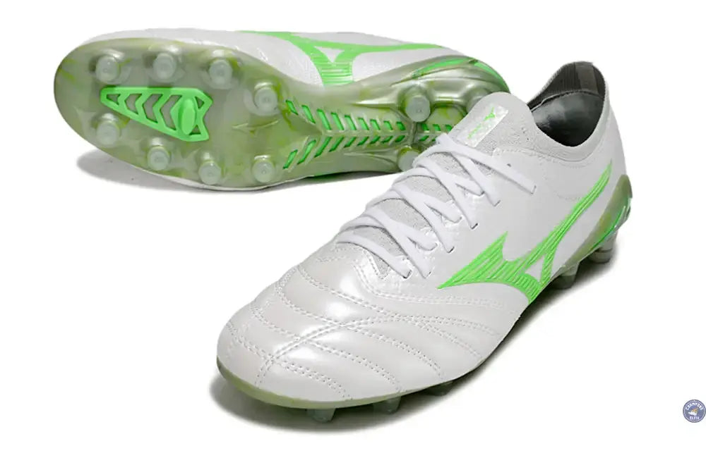 Morelia Neo 4 Beta Elite FG/AG Frontier - Blanc/Vert Néon/Cool Gray