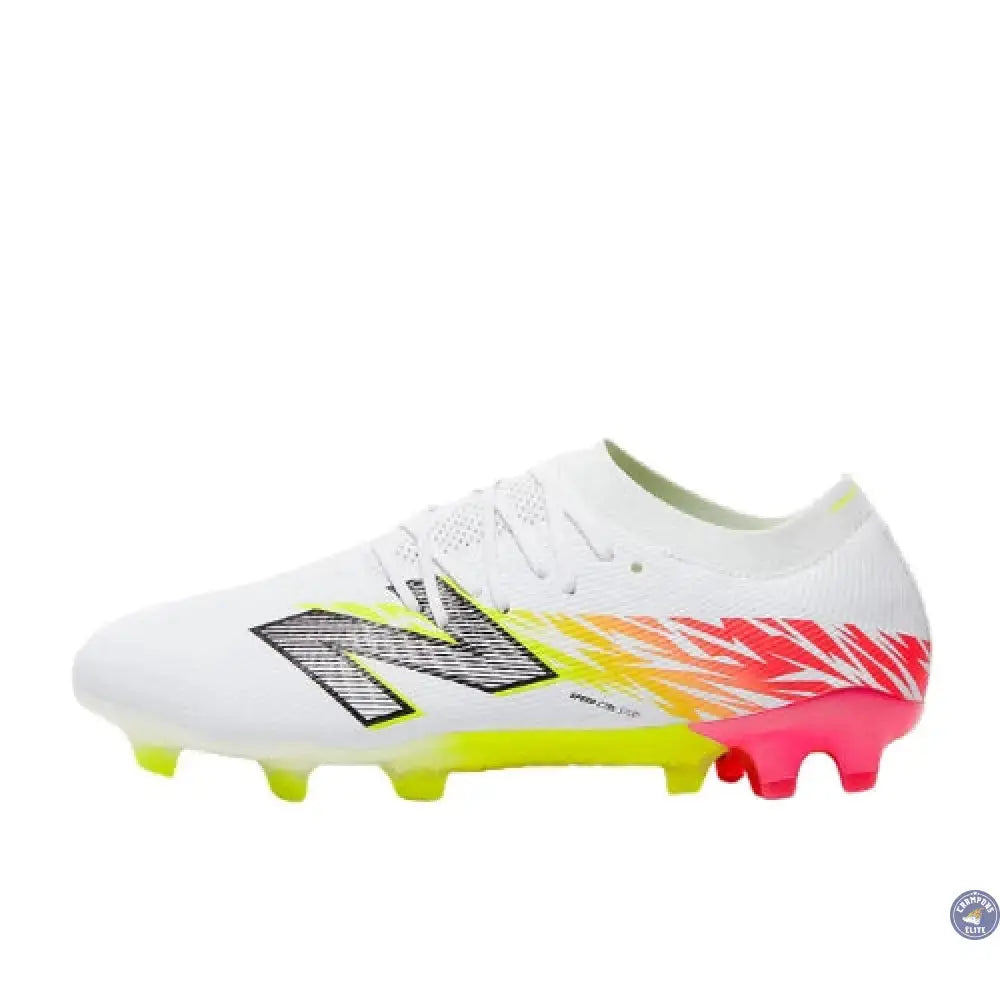 New Balance FURON ELITE V8 FG - Blanc/Rouge Energie/Jaune Hi-Lite