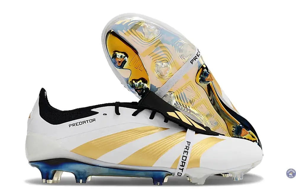 Predator 24 Elite Fold-over Tongue FG Blanc/Or/Noir