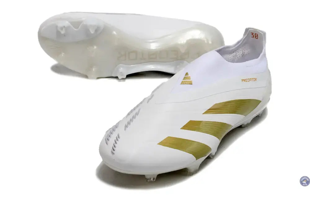 Predator 24 Elite Laceless FG Predstrike  - Blanc/Or