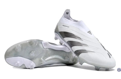Predator 24 Elite Laceless FG Predstrike - Pearlized - Blanc/Argent