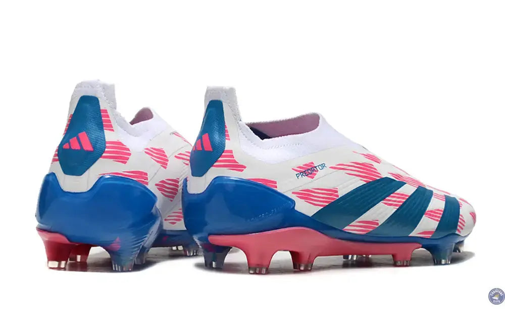 Predator 24 Elite Laceless FG Predstrike  - Reemergence - Blanc/Bleu/Rose
