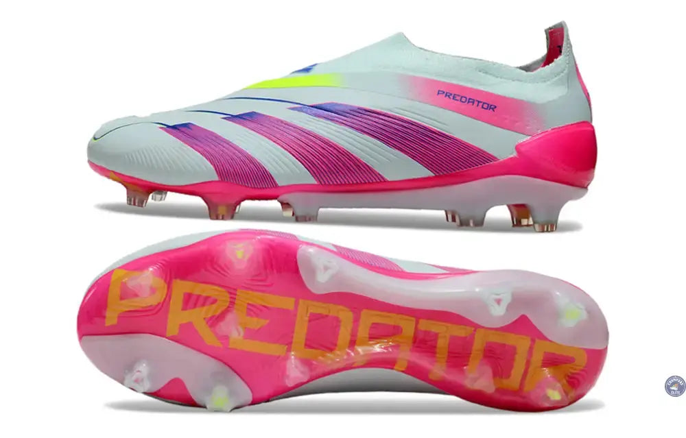 Predator 24 Elite Laceless FG Predstrike  - Stellar Icon - Almost Blue/Lucid Pink/Jaune