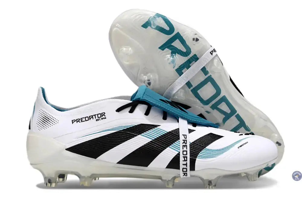 Predator 25 Elite Fold-over Tongue FG Blanc/Noir/Turquoise