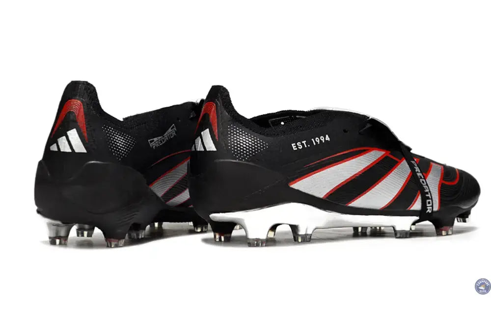 PREDATOR ELITE FOLD-OVER TONGUE FG OBSIDIAN STRIKE - Noir/Argent/Rouge