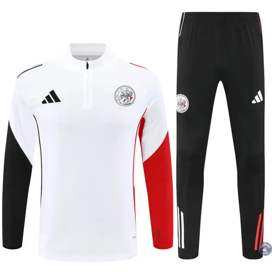 Survêtement d'entraînement demi-zip - Ajax 2025/2026 - Blanc/Noir/Rouge