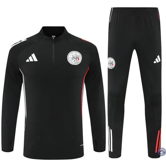 Survêtement d'entraînement demi-zip - Ajax 2025/2026 - Noir/Gris/Rouge