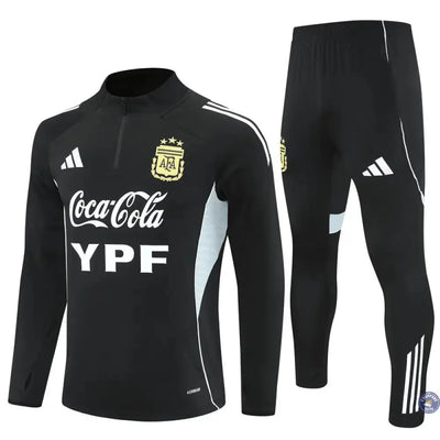 Survêtement d'entraînement demi-zip - Argentine 2025/2026 - Noir/Gris Bleuté/Blanc