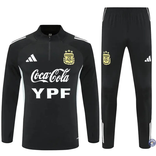Survêtement d'entraînement demi-zip - Argentine 2025/2026 - Noir/Gris Bleuté/Blanc