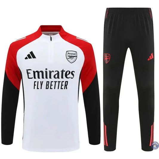 Survêtement d'entraînement demi-zip - Arsenal 2025/2026 - Blanc/Noir/Rouge
