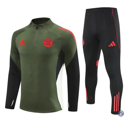 Survêtement d'entraînement demi-zip - Bayern Munich 2025/2026 - Kaki/Noir/Rouge