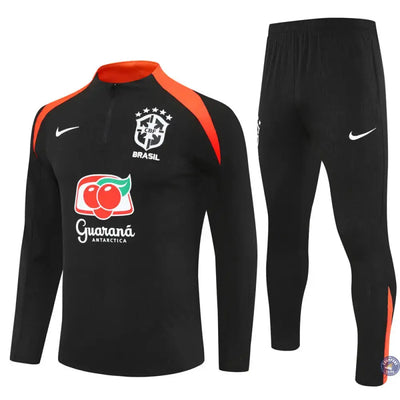 Survêtement d'entraînement demi-zip - Brésil 2025/2026 - Noir/Orange
