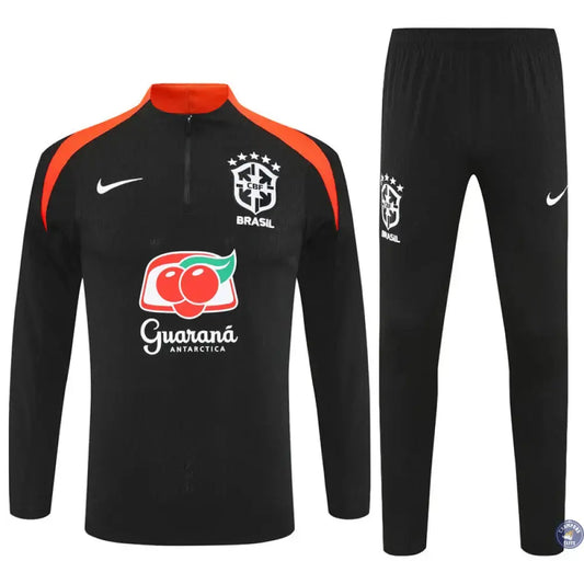 Survêtement d'entraînement demi-zip - Brésil 2025/2026 - Noir/Orange
