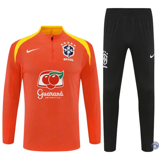 Survêtement d'entraînement demi-zip - Brésil 2025/2026 - Orange/Noir/Jaune