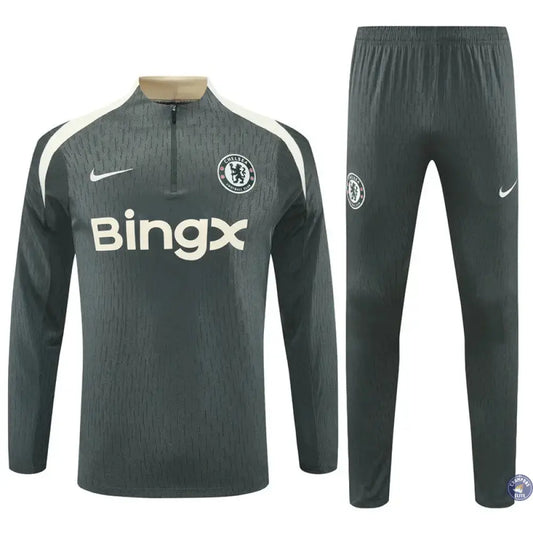 Survêtement d'entraînement demi-zip - Chelsea 2025/2026 - Kaki/Beige