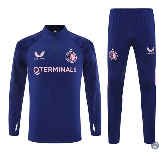 Survêtement d'entraînement demi-zip - Feyenoord 2025/2026 - Bleu Marine/Rose