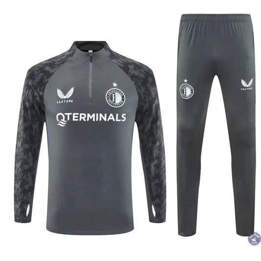 Survêtement d'entraînement demi-zip - Feyenoord 2025/2026 - Gris/Blanc/Noir