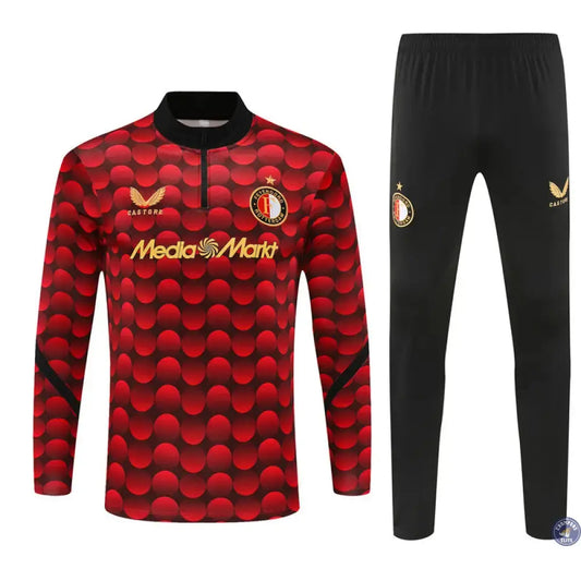 Survêtement d'entraînement demi-zip - Feyenoord 2025/2026 - Rouge/Noir