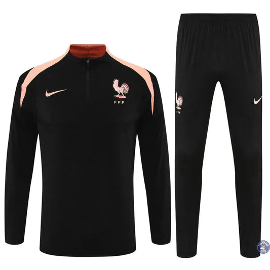Survêtement d'entraînement demi-zip - France 2025/2026 - Noir/Rose