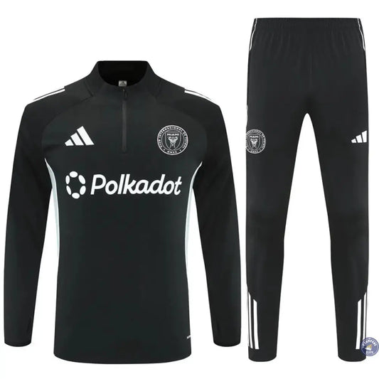 Survêtement d'entraînement demi-zip - Inter Miami 2025/2026 - Noir/Gris Bleuté/Blanc