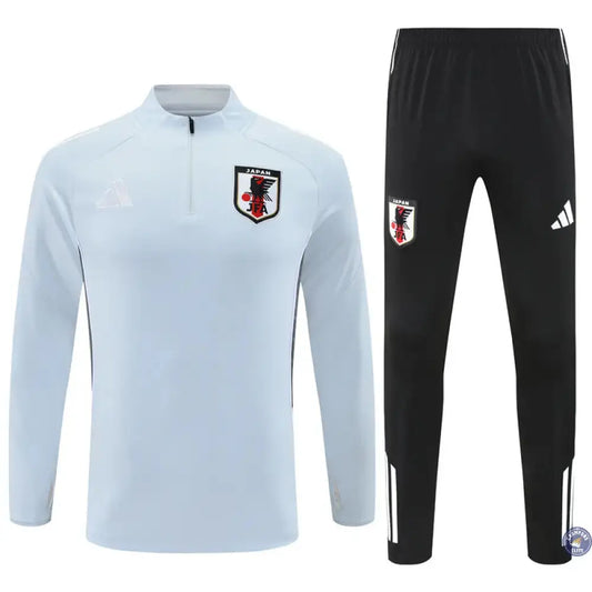 Survêtement d'entraînement demi-zip - Japon 2025/2026 - Gris Bleuté/Noir/Blanc