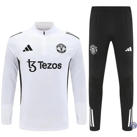 Survêtement d'entraînement demi-zip - Manchester 2025/2026 - Blanc/Noir/Violet