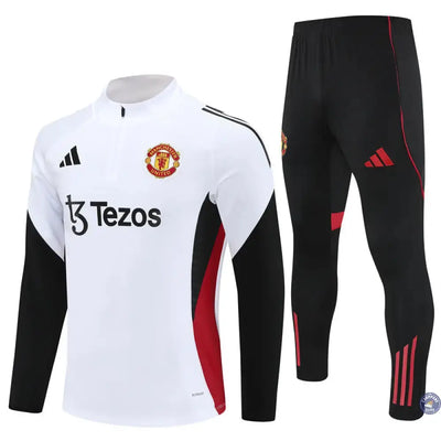 Survêtement d'entraînement demi-zip - Manchester United 2025/2026 - Blanc/Noir/Rouge