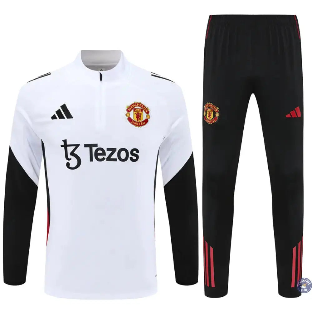 Survêtement d'entraînement demi-zip - Manchester United 2025/2026 - Blanc/Noir/Rouge