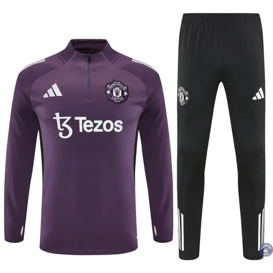 Survêtement d'entraînement demi-zip - Manchester United 2025/2026 - Bordeaux/Noir/Blanc