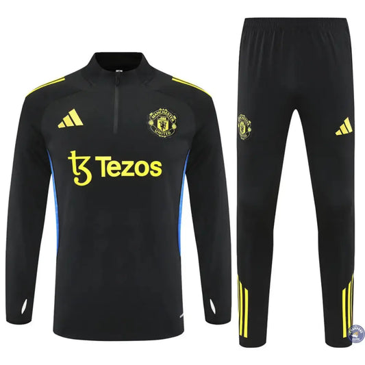 Survêtement d'entraînement demi-zip - Manchester United 2025/2026 - Noir/Bleu/Jaune