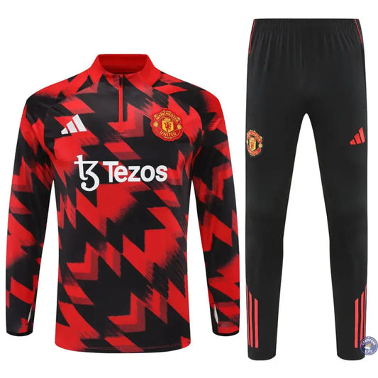 Survêtement d'entraînement demi-zip - Manchester United 2025/2026 - Noir/Rouge