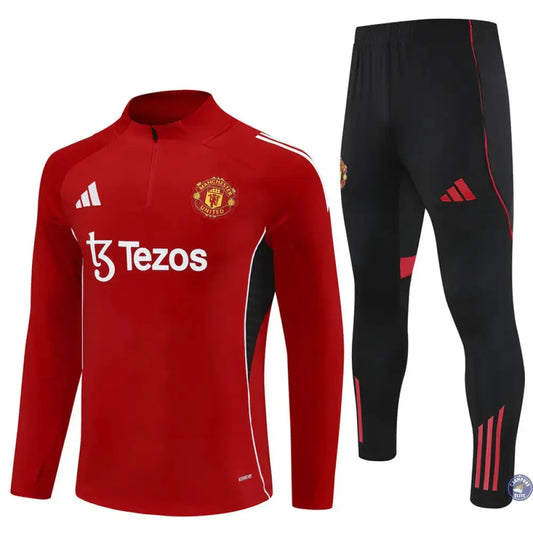 Survêtement d'entraînement demi-zip - Manchester United 2025/2026 - Rouge/Noir/Blanc