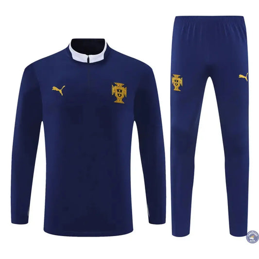 Survêtement d'entraînement demi-zip - Portugal 2025/2026 - Bleu Marine/Blanc/Or