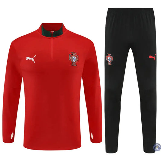 Survêtement d'entraînement demi-zip - Portugal 2025/2026 - Rouge/Noir/Vert