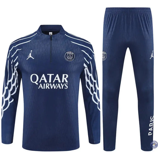 Survêtement d'entraînement demi-zip - PSG 2025/2026 - à rayures Bleu Marine/Blanc