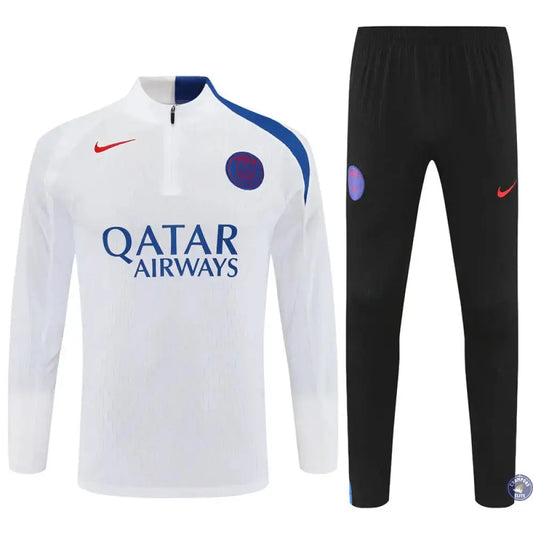 Survêtement d'entraînement demi-zip - PSG 2025/2026 - Blanc/Bleu/Noir