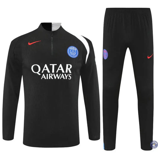 Survêtement d'entraînement demi-zip - PSG 2025/2026 - Noir/Blanc/Rouge