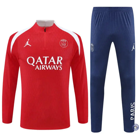 Survêtement d'entraînement demi-zip - PSG 2025/2026 - Rouge/Bleu Marine/Blanc