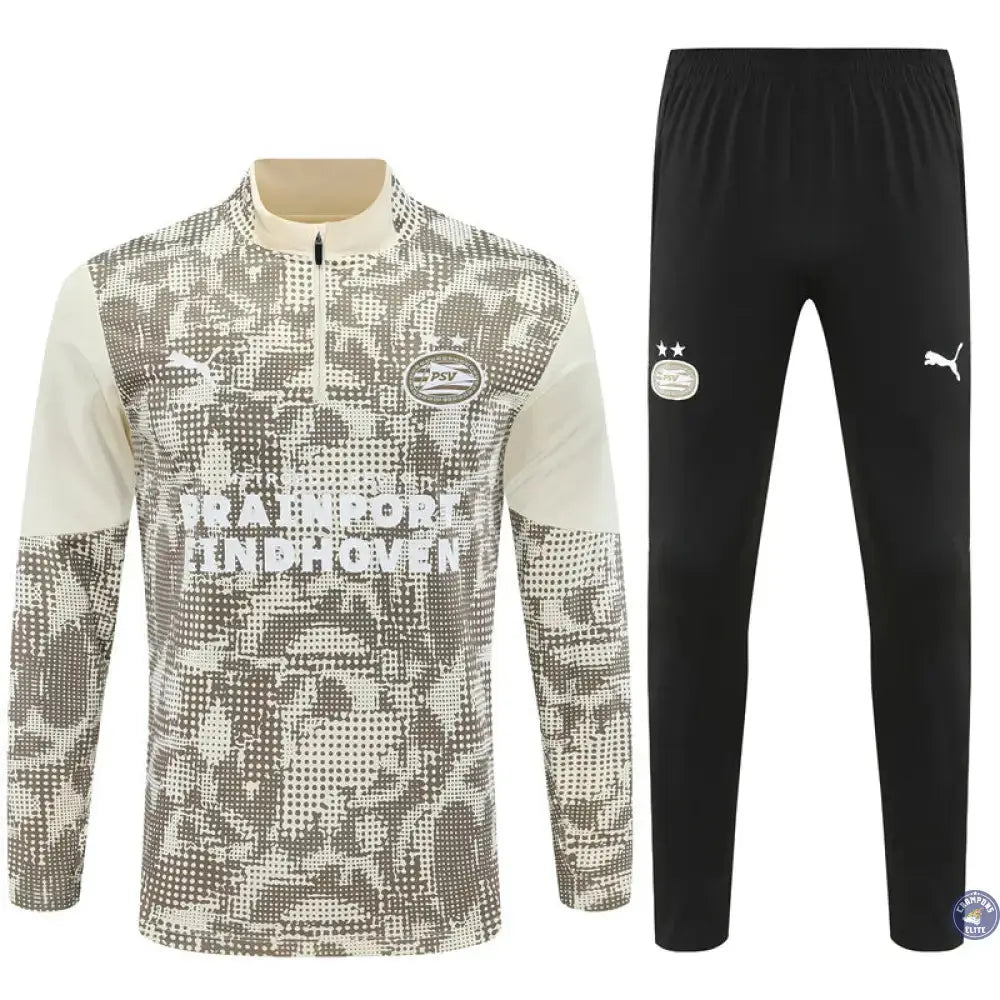 Survêtement d'entraînement demi-zip - PSV 2025/2026 - Beige/Kaki/Noir/Blanc