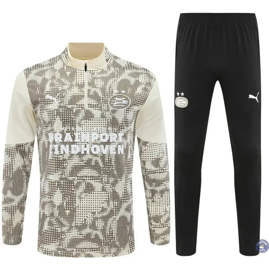 Survêtement d'entraînement demi-zip - PSV 2025/2026 - Beige/Kaki/Noir/Blanc
