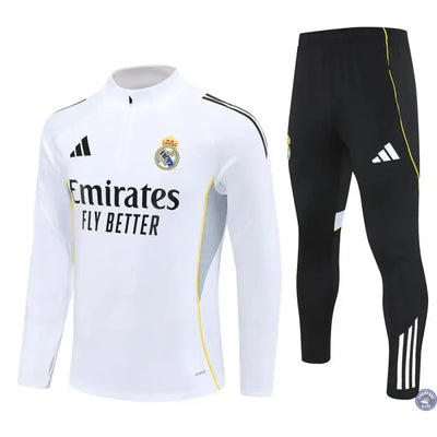 Survêtement d'entraînement demi-zip - Real Madrid 2025/2026 - Blanc/Noir/Gris/Jaune